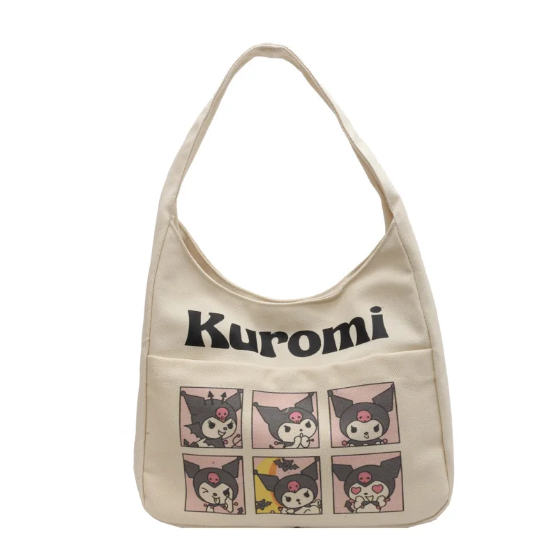 Sanrio new Kulomi cute printed handbag cartoon simple trend fashion canvas bag shoulder bag