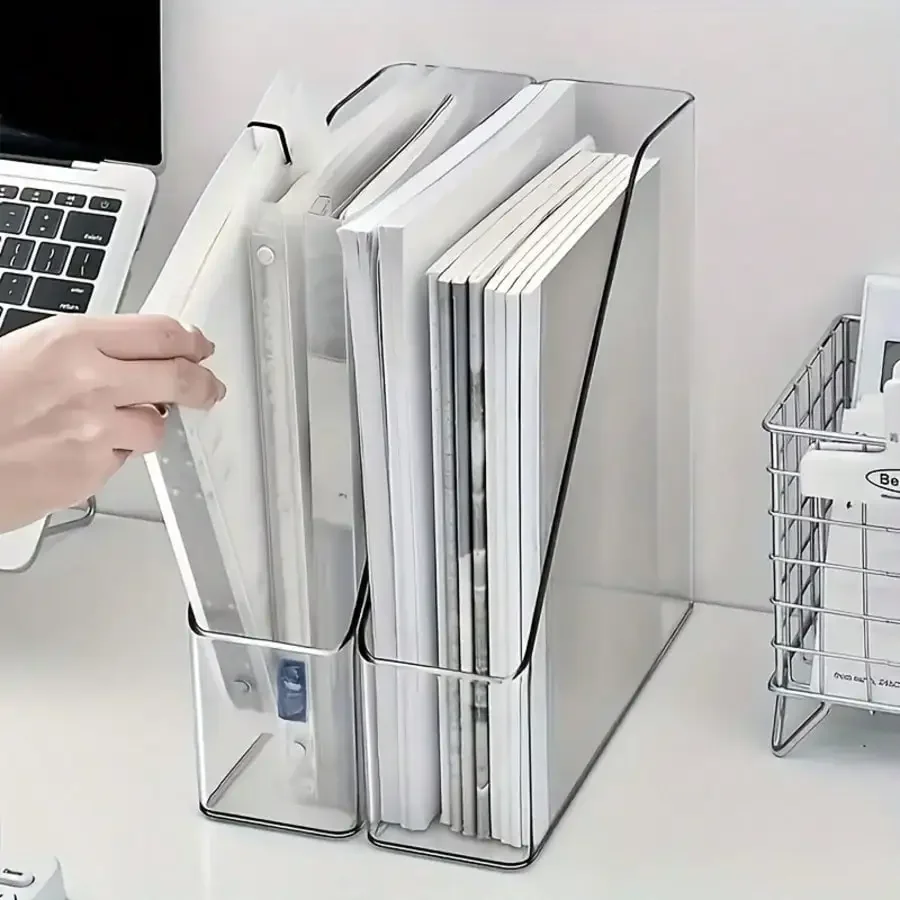 

2 Sets Transparent Acrylic Bookshelf/Book Storage Rack, File Organizer, Large Capacity Office File/A4 Paper Desktop Storage Rack