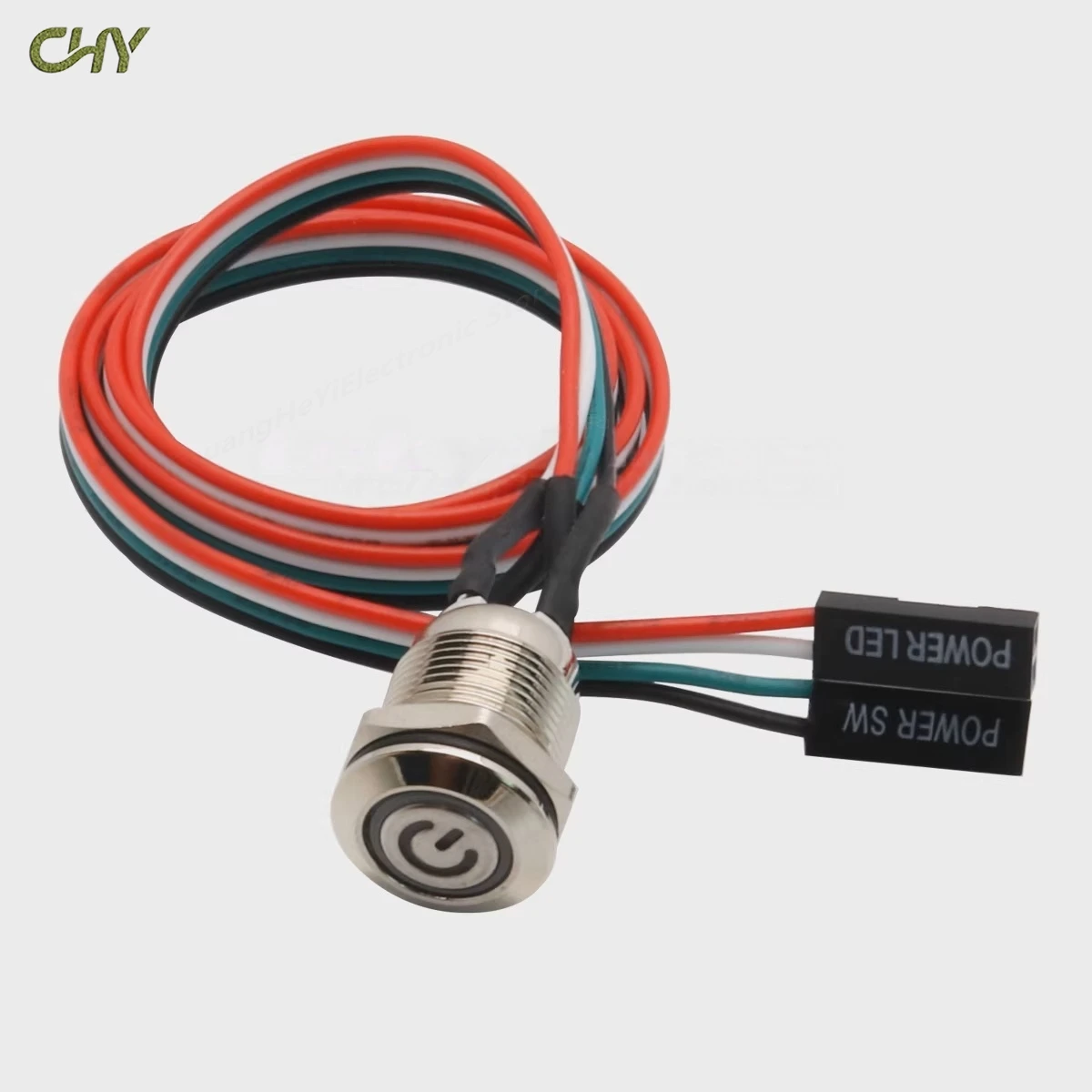 12mm Metal Waterproof Illuminated Push Button Switch 5V Self Resetting Wired Power On Button for Computers