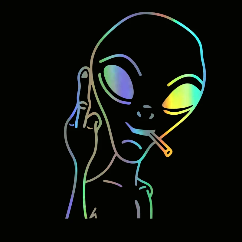 HungMieh ملصقات السيارات مضحك الغريبة شخصية Ufo الشارات الليزر ملصق فينيل سيارة ثلاثية الأبعاد سيارة التصميم الديكور 10.3X15cm #1