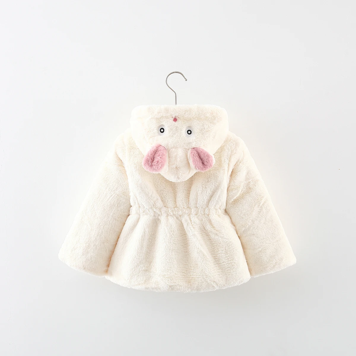 Ragazze autunno e inverno nuovo maglione di lana cappotto con cappuccio per bambini cartone animato coniglio ricamo Clip cotone Top regalo piccola