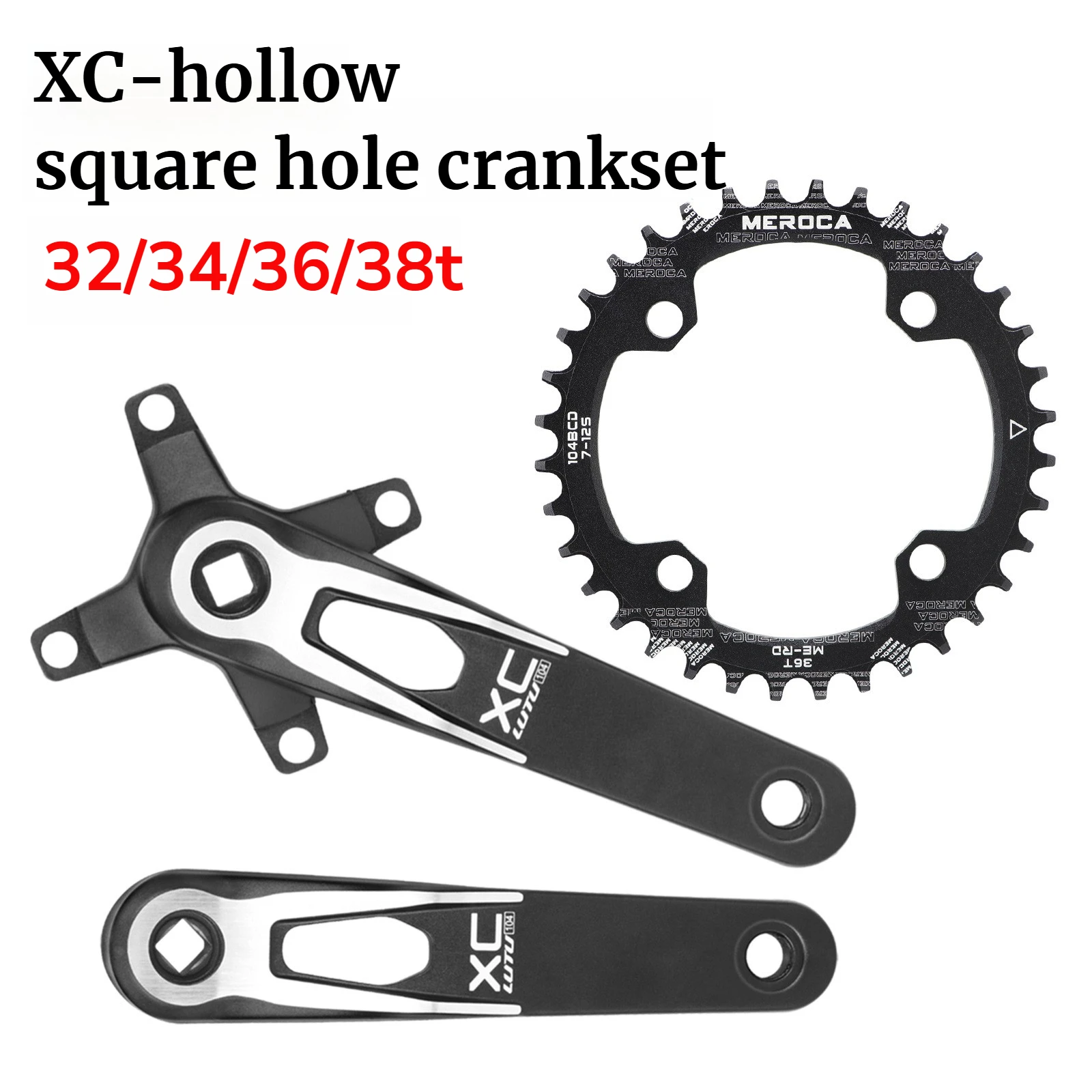 Lutu xc 104bcd quadrado manivela de bicicleta coroa 104 bcd 64bcd 170mm pedaleira 24mm 32t 34t 36t 38t ultraleve mtb pedaleira