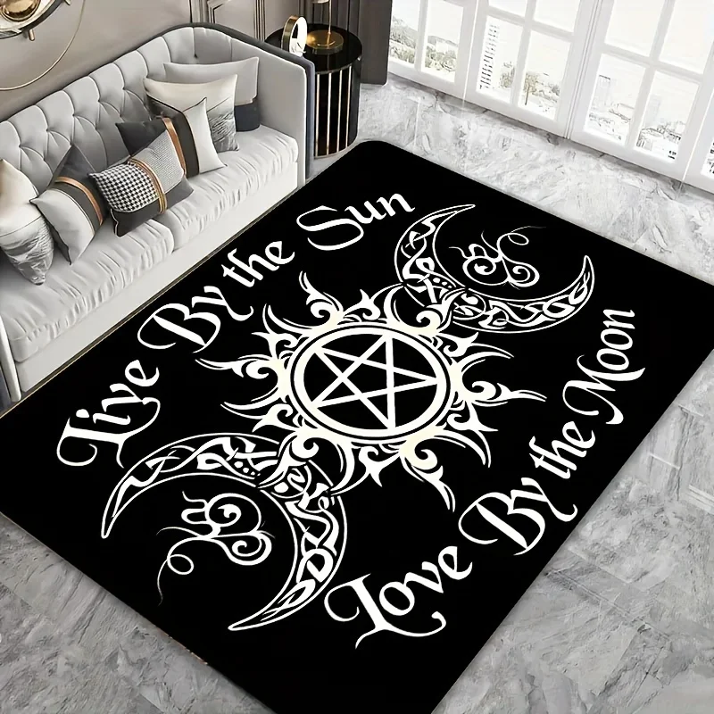 

Inch Large Crystal Velvet Mat - Five-Pointed Star & Moon Print Non-Slip Indoor/Outdoor Mat, Soft Machine Washable Entrance