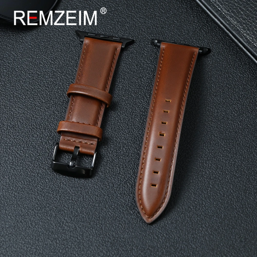 ビジネス男性と女性の時計ストラップ Apple Watch 1-10 Ultra SE 2 牛革時計バンド 38/40/41/42/44/45/46/49 ミリメートル iwatch 用