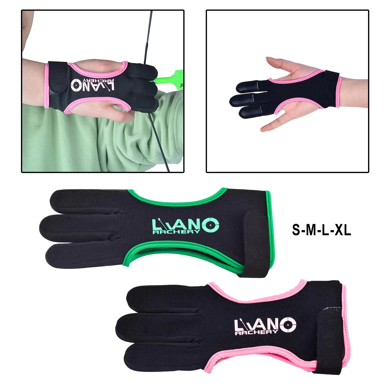 Archery Gloves Three Fingers Adjustable Leather Tab Protective Guard for Bow Shooting Outdoor Sports Unisex Equipment