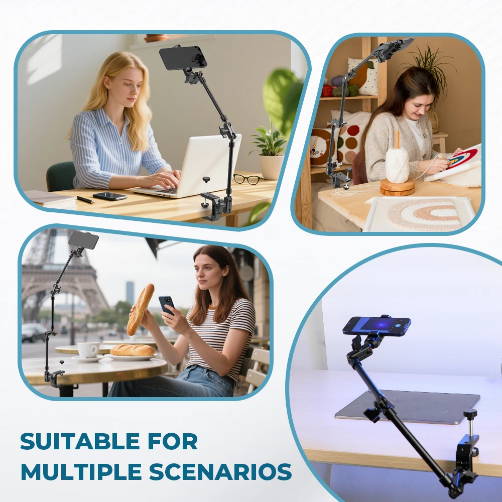 CAMVATE magische arm met krabklemkit Verstelbare desktopstatiefbevestiging, scharnierende wrijvingsarm voor smartphones Webcams Action