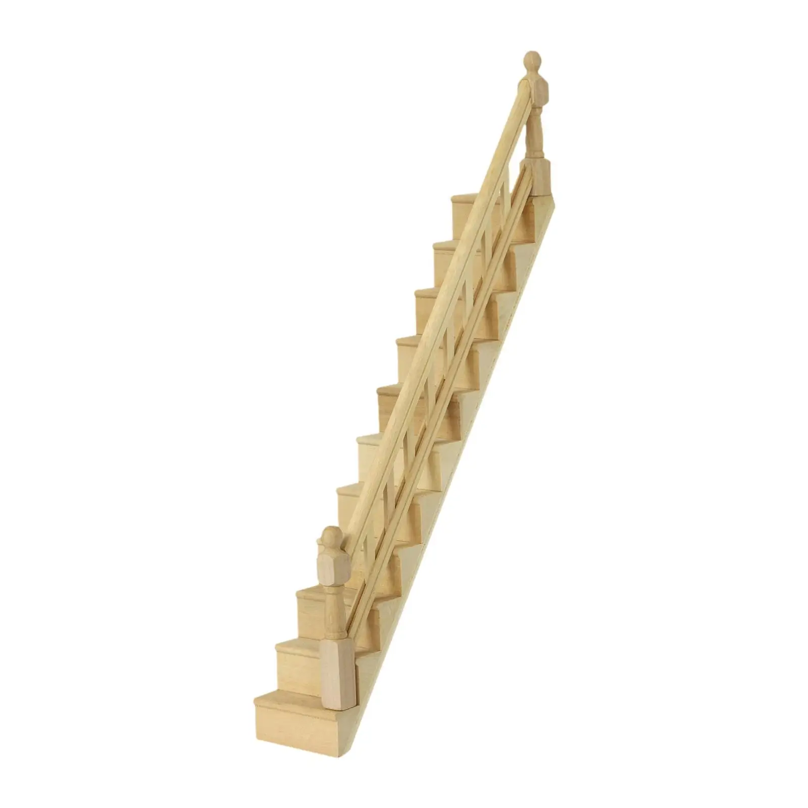 

1:12 Scale Miniature Stairs Dollhouse Accessories Kids Birthday Gift Wooden Handrail for Micro Landscape Diorama Home Decor