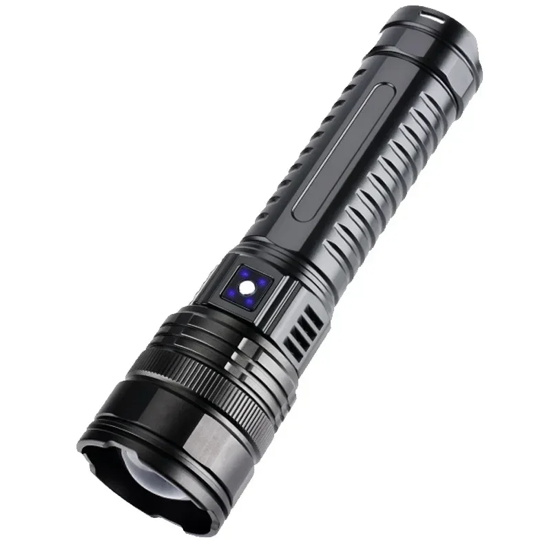 Powerful LED Flashlight Tactical Built-in Battery Flashlight USB Emergency Flood Spotlight 5 Models Brightness Super Long Range