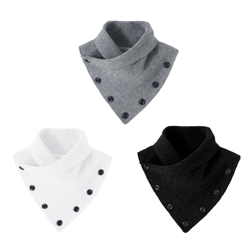 

Women Winter Knit Turtleneck Fake Collar Button Short for Triangle Scarf Neck Wa Drop Shipping