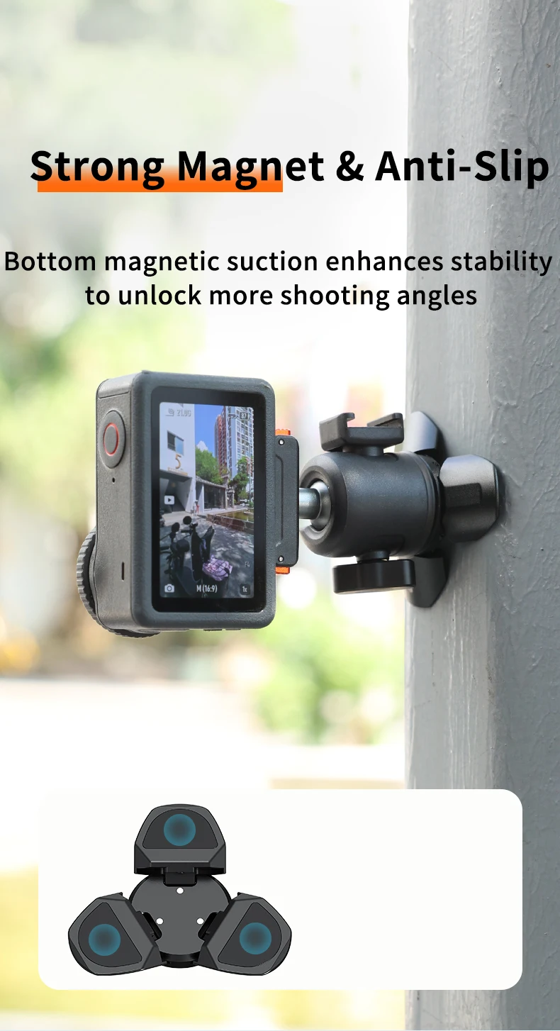 VRIG TP-39 Magnetisches Stativ Schnellverschluss 100g Aluminium für DJI Osmo 360 Nano Action 6 5 Pro 4 3 Pocket 3 GoPro Vlog Cold Shoe – Detail 7