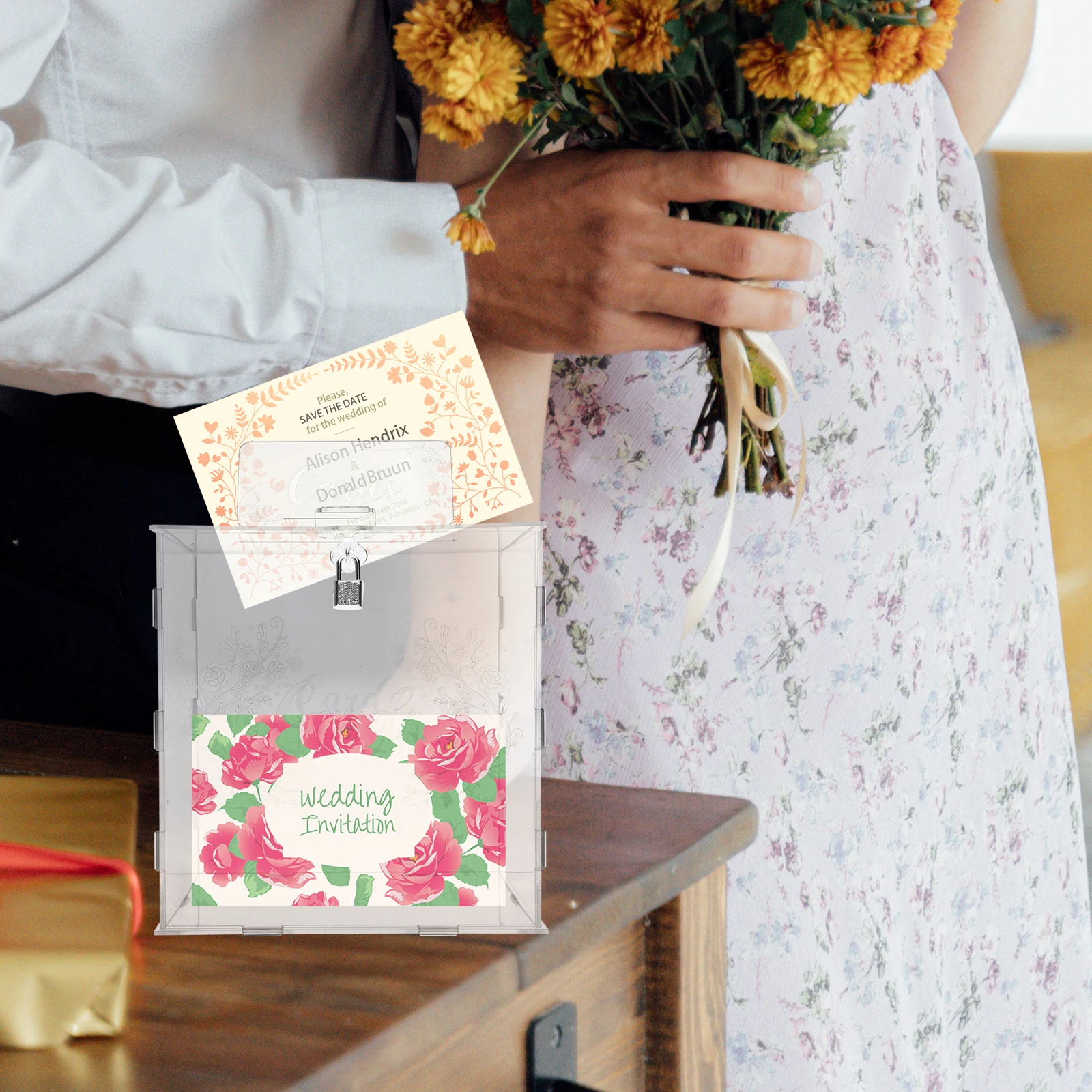 

1pc Acrylic Wedding Card Box Clear Square 25x25x25 Greeting Cards Storage Envelopes Sign-in Box for Cards Cash