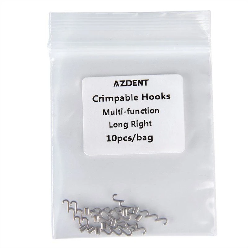10 Stück/Packung AZDENT Kieferorthopädische Crimpbare Haken Multifunktional Lang Links und Rechts Größenvarianten Dentalmaterial – Detail 7
