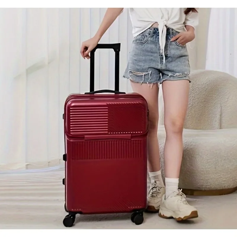 New Front Opening Luggage with Password Lock, Travel Function, and Daily Use-Suitable for Airline Check-in with Cup Holder