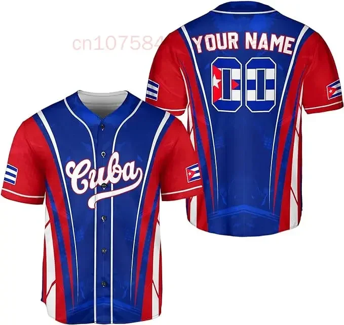 New Summer Short Sleeves Men Baseball Jersey Cuba Adults Sports Baseball Classic Shirts Printed Personalized Name Number for Men