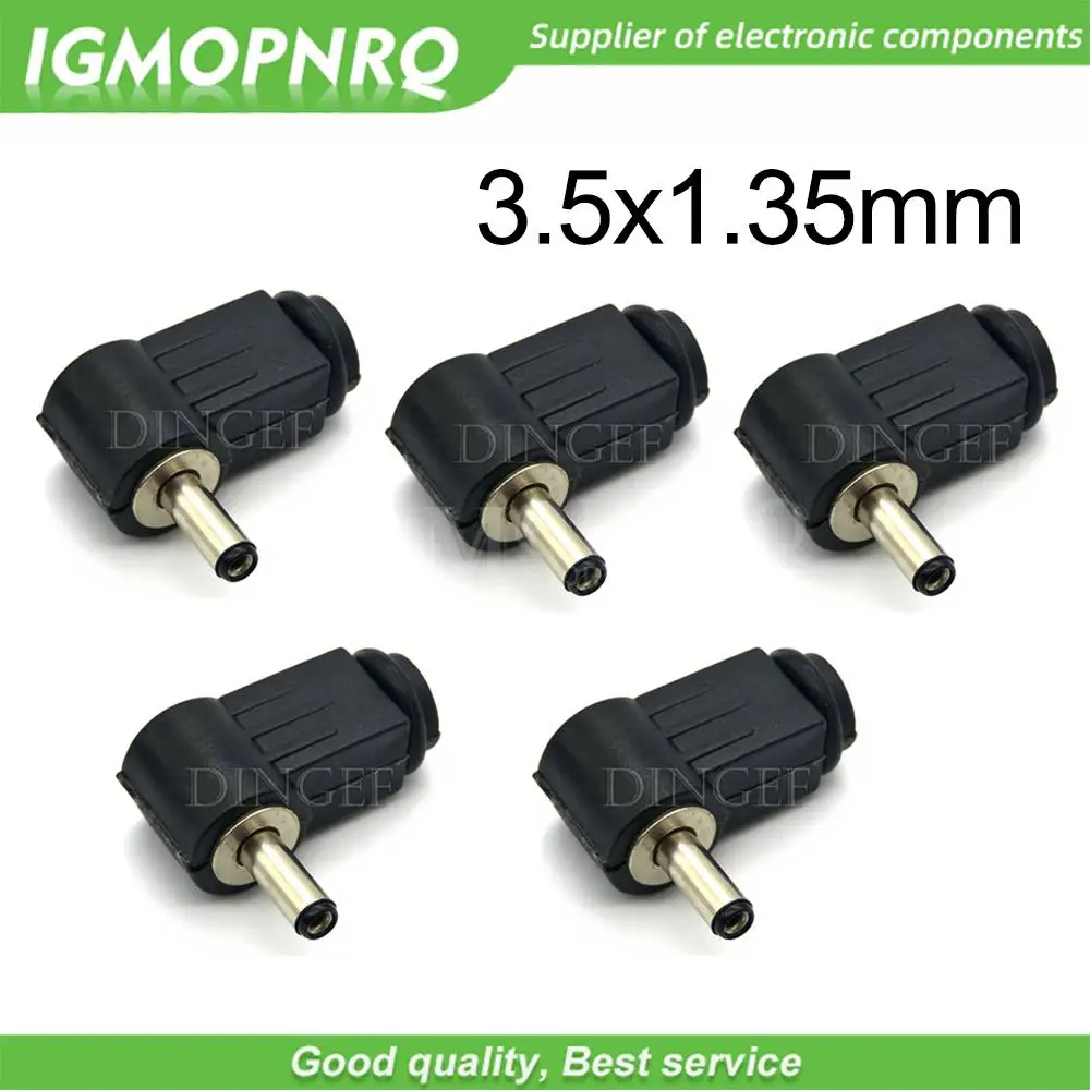 5PCS/lot 3.5x1.35mm DC Plug 90 degree elbow 3.5*1.35MM DC power plug wiring assembly welding wire type 3.5*1.35