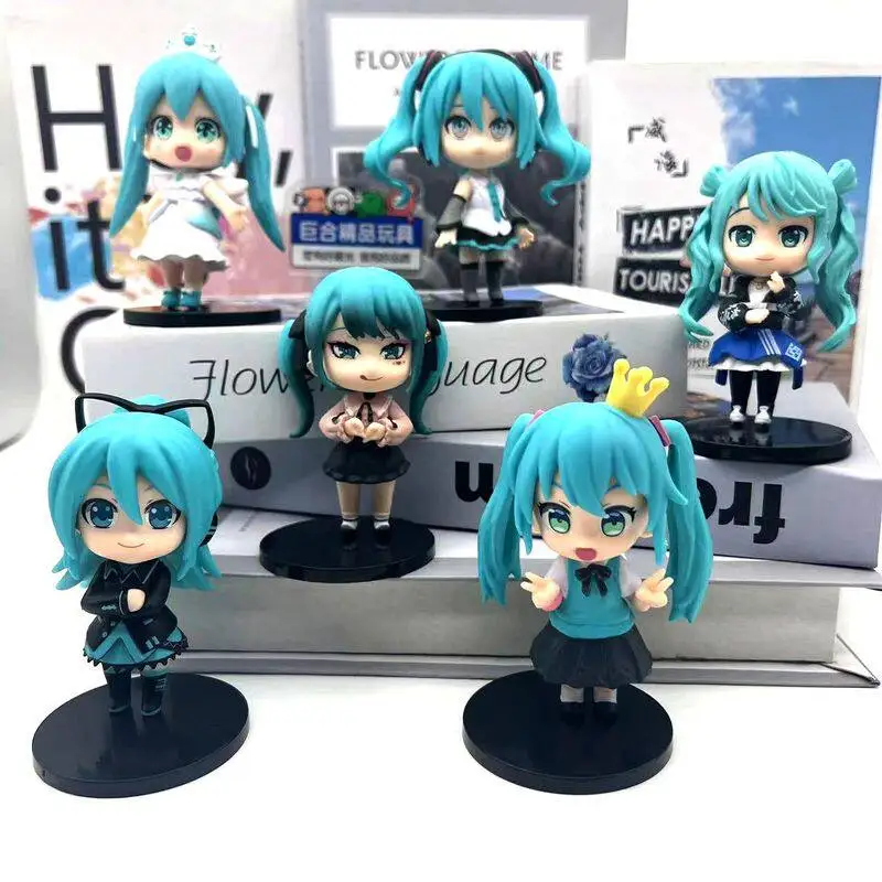 

Набор из 6 фигурок Hatsune Miku Q Edition ручной работы, коллекционные игрушки в закрытой упаковке, подарок на День рождения, Хэллоуин, Рождество, украшение для рабочего стола