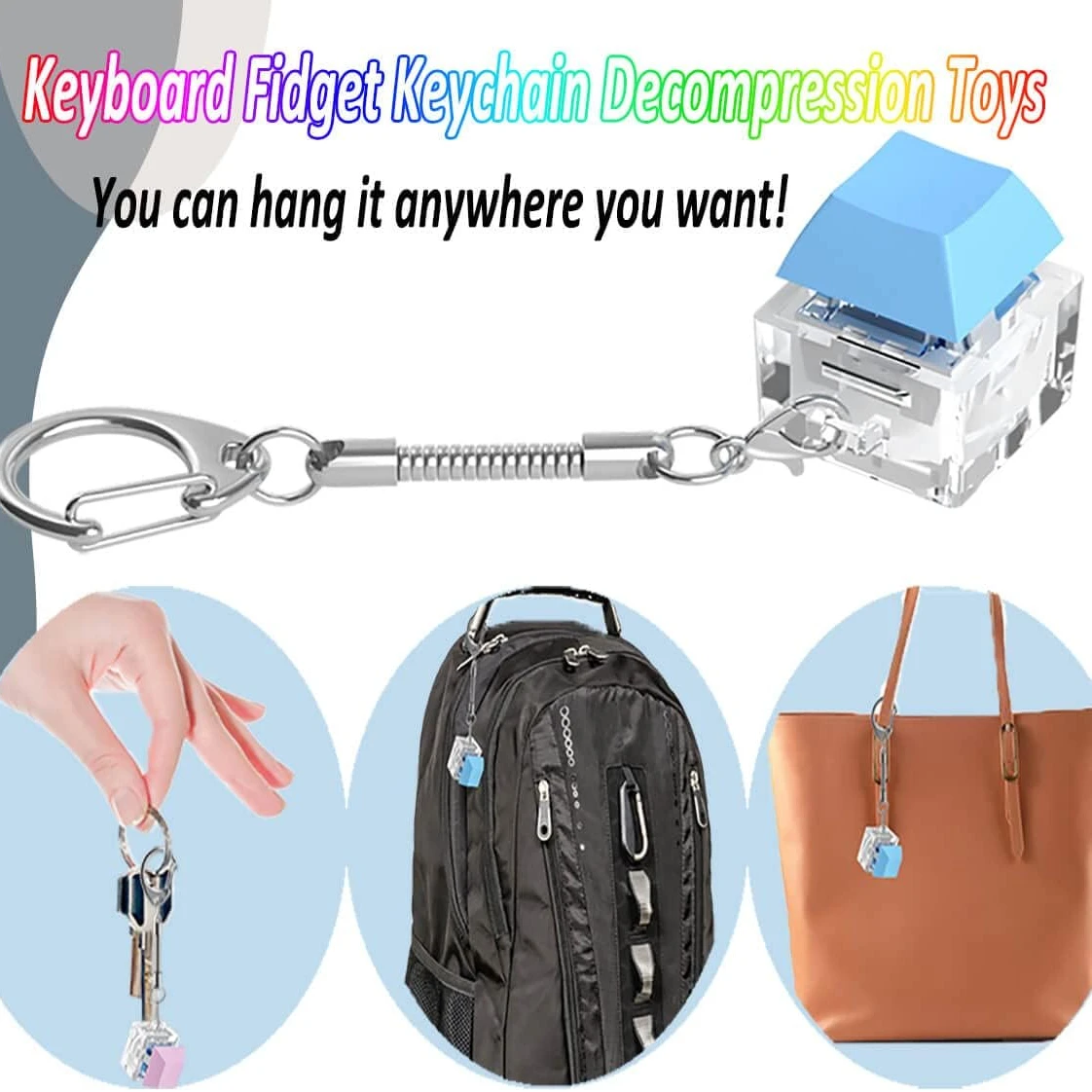 Keyboard Fidget Toys Key Chain Keycap Fidget Keychain Mechanical Key Decompression Toys Button Stress Relief Gifts