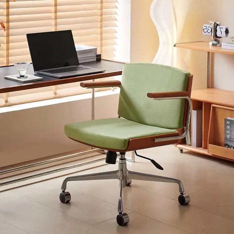 Pastoral solid wood computer chair Home lift office swivel chair Sedentary work study study desk chair