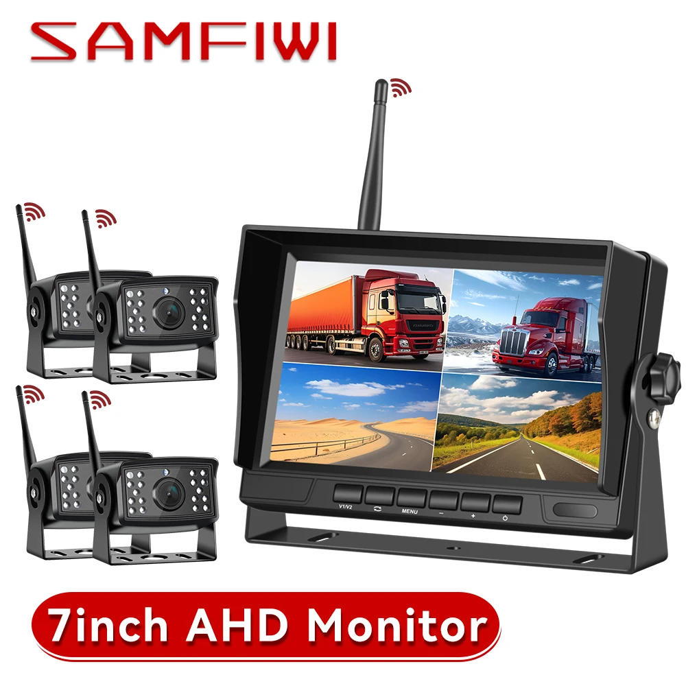 

7 inch AHD Wireless DVR Car Monitor Display Vehicle Auto Screen Rear View Truck Monitors Reverse Back up Recorder Wifi Camera