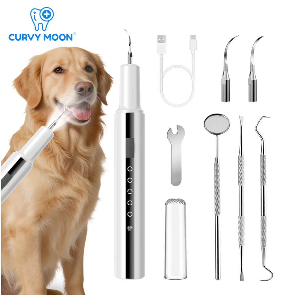 Plaque Remover for Teeth Pet Ultrasonic Cleaner Dog Teeth Cleaning Kit Tartar Stains Calculus Tartar Removal Dog Dental Care