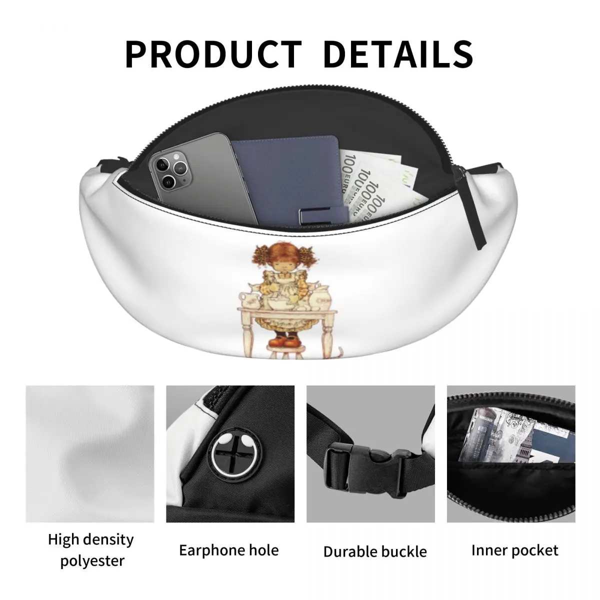 Sarah Kay Swing Girl Fanny Pack Men Women Crossbody Adjustable Waist Bag Travel Running Phone Pouch