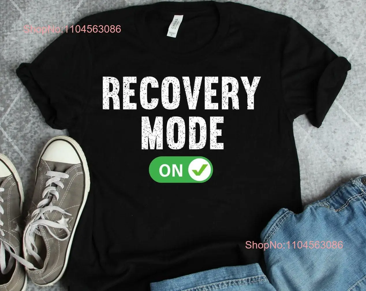 Injury T Shirt Recovery Mode On Funny Get Well Soon Broken Leg Ankle Foot Surgery long or short sleeves