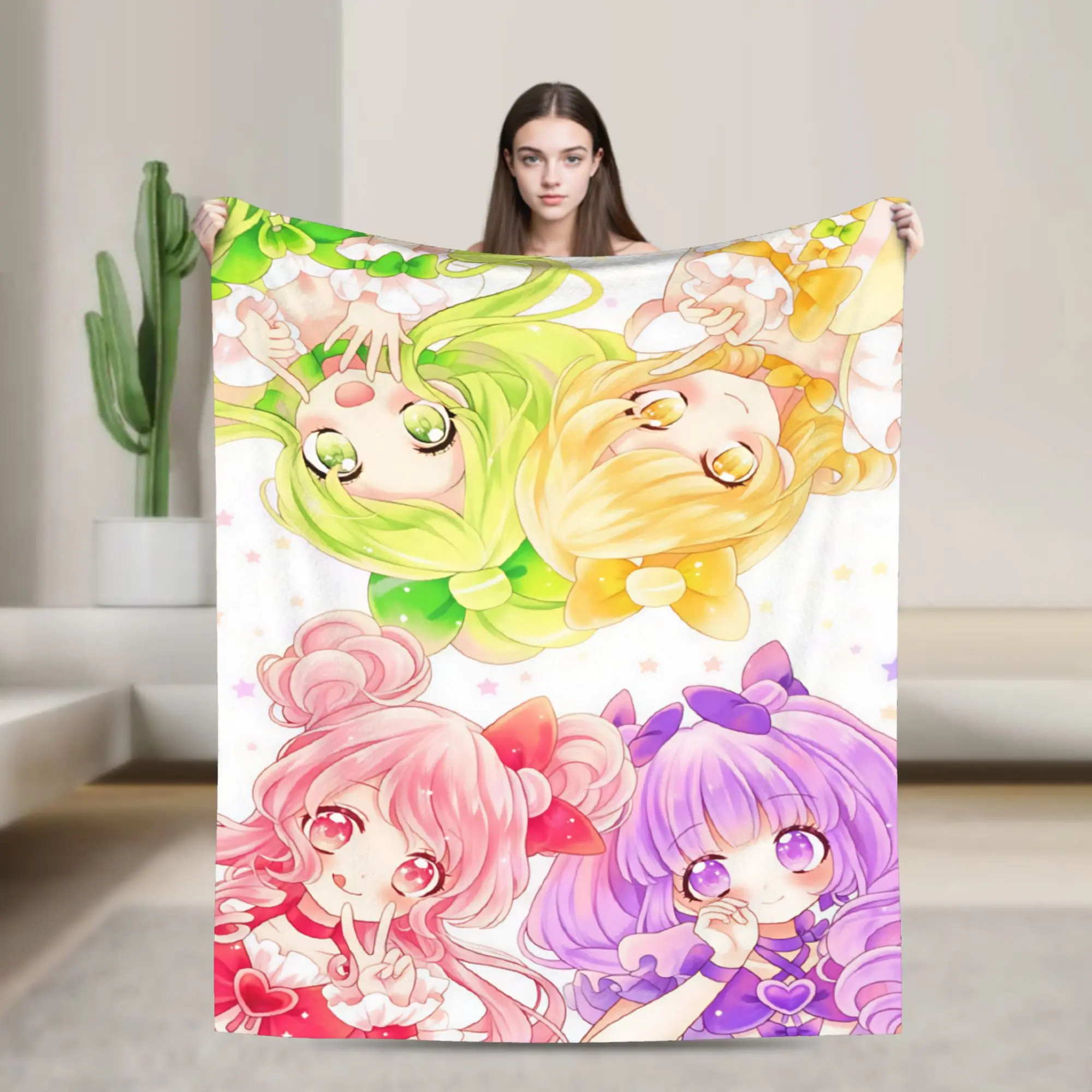 Pretty Cure  Blanket  Picnic Flannel Throw Blanket For Outdoor Soft Warm Customized Quality Bedspread Gift