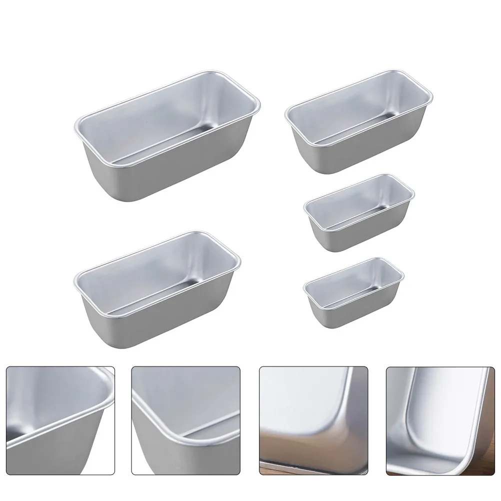 

5Pcs Baking Mold Set Aluminum Alloy Toast Molds Non Sticky Smooth Surface for Cakes Bread Toast Cheese Cake Housewarming Gift