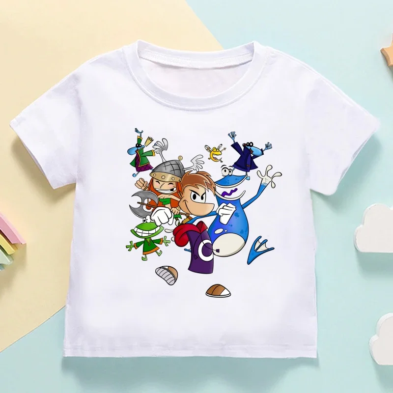 Rayman Legends Adventures Game Print Cartoon Kids T shirt Girls Summer Tops Baby Boys Clothes Children Short Sleeve T-shirts