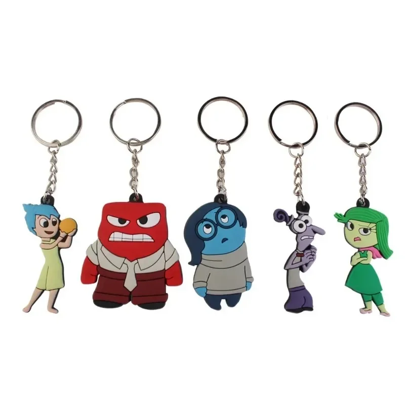 Disney Inside Out 2 KeyChain Anime Figures Joy Envy PVC Couple Key Pendant Children SchoolBag Zipper Decoration Accessories Gift