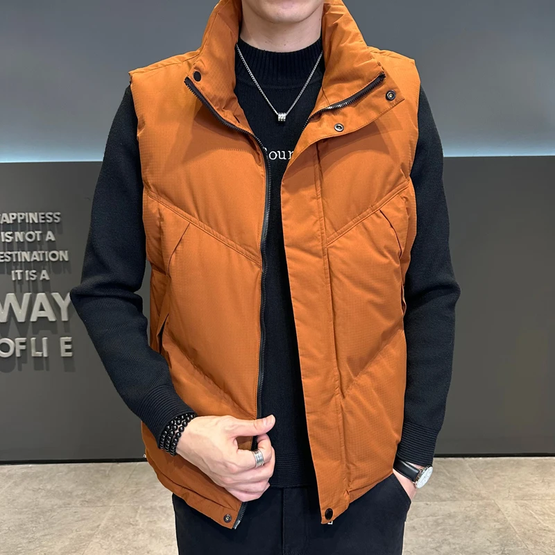 

Autumn Winter Men Stand Collar Vest Jacket Trendy Sleeveless Cotton Clothing Thicken Windproof Warm Waistcoat for Men Fashion