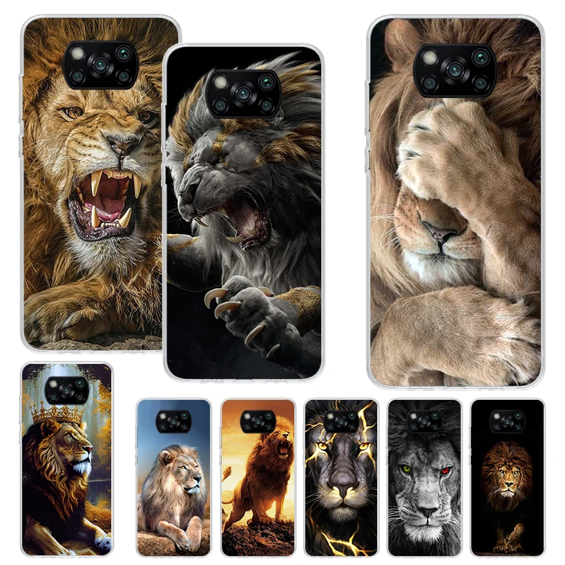 Lion Alpha Male Cub King Phone Case For Xiaomi Poco X3 Nfc X5 X6 Pro F6 F5 F4 M5S X4 GT M4 M3 F3 F2 F1 Soft Cover Silicone Shell