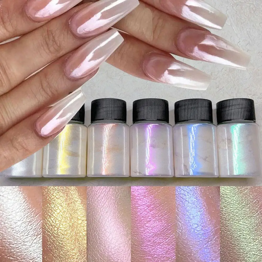 Magia White Pearl Nail Powder, cor gradiente, brilho, casca de fada, Shinny Nails Art, cosméticos, 2024