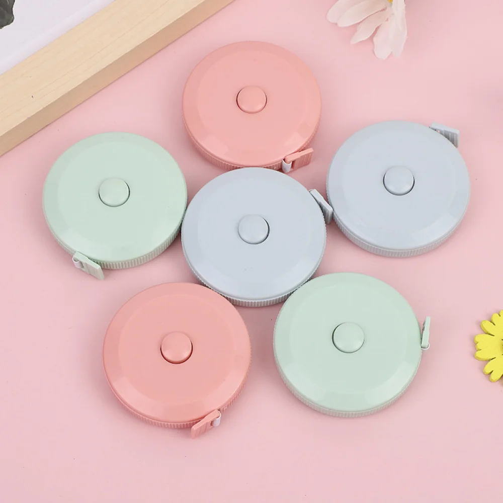 1pcs 1.5m Small Tape Measure Portable Student Soft Leather Three Measurement Clothes Automatic Recycling