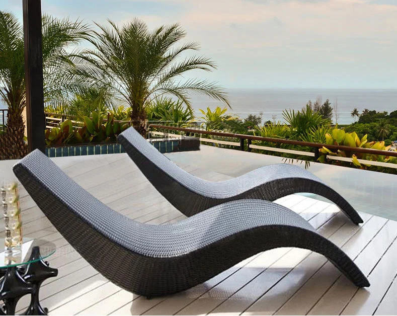 

Outdoor Beach Rattan Sun Chaise Lounge Chair for Garden and Pool