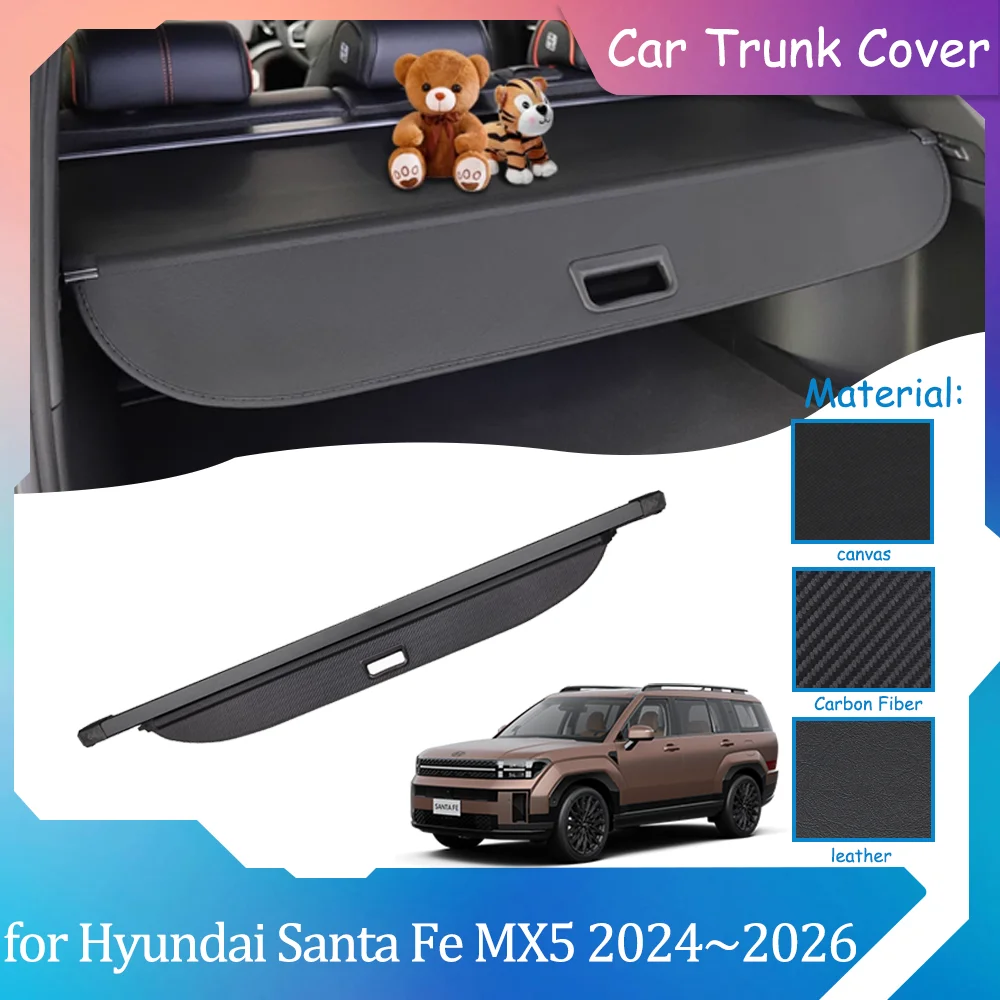 Car Trunk Covers for Hyundai Santa Fe MX5 2024~2026 2025 Luggage Rack Retractable Waterproof Curtain Shelter Cargo Accessories