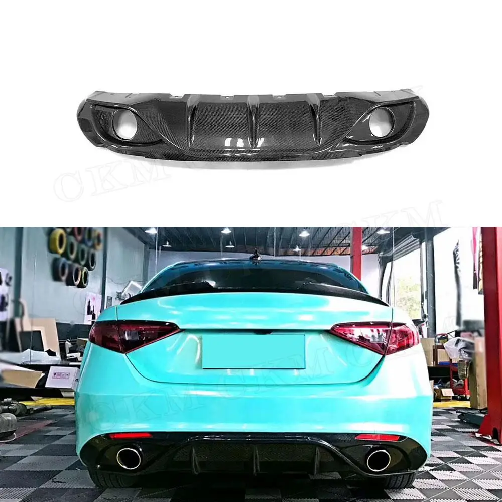 

Carbon Fiber Back Bumper Trim Cover Rear Bumper Lip Diffuser Spoiler Car Accessories for Alfa Romeo Giulia 2017 2018