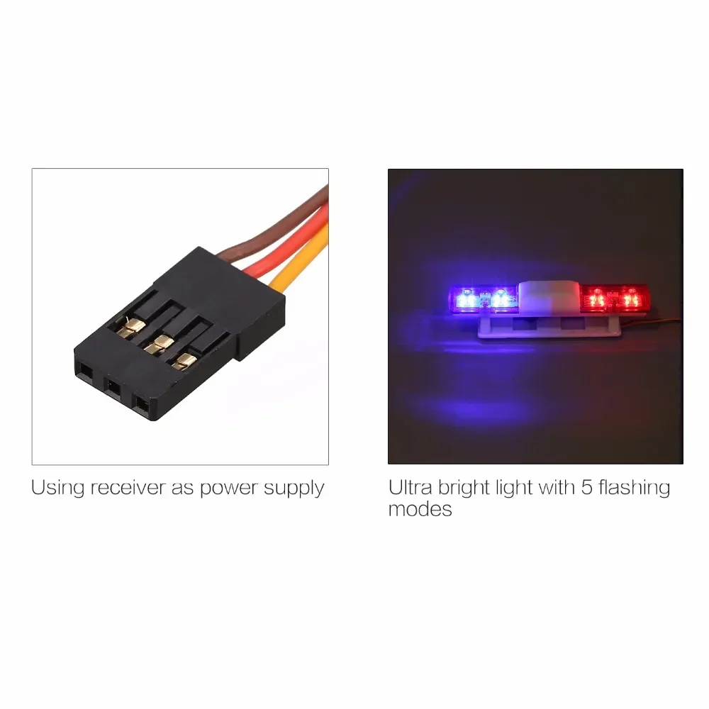 RC LED Lamp Simulated Police Flash Light Alarming Ultra Bright for 1/10 1/8 Car Traxxas CC01 4WD Axial SCX10 Tamiya Model Toy