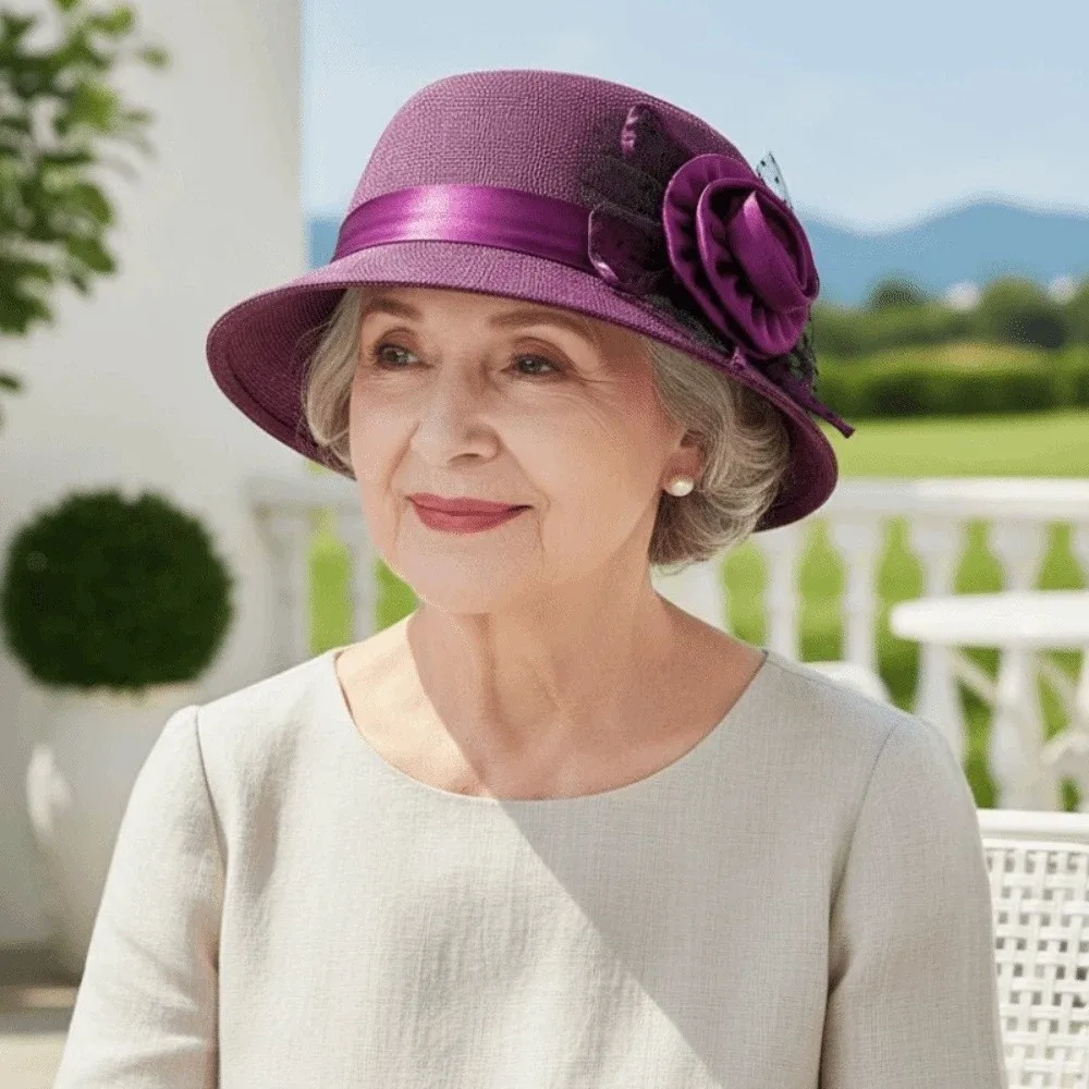 

Sunscreen Temperament Lady Bucket Hat Portable Breathable Flower Sun Fisherman Hat Lightweight Polyester