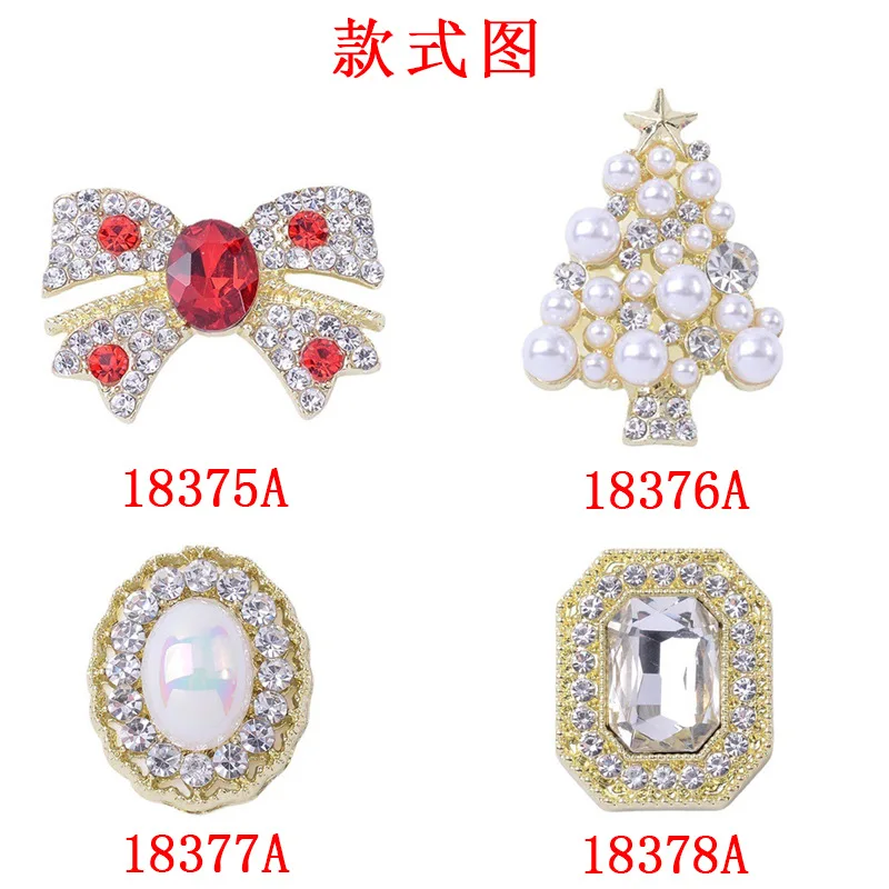 Spot Wholesale Pearl Christmas Tree Oval Ma Bei Full Diamond Alloy Accessories Trend Hair Accessories Hair Rope Handmade Materia