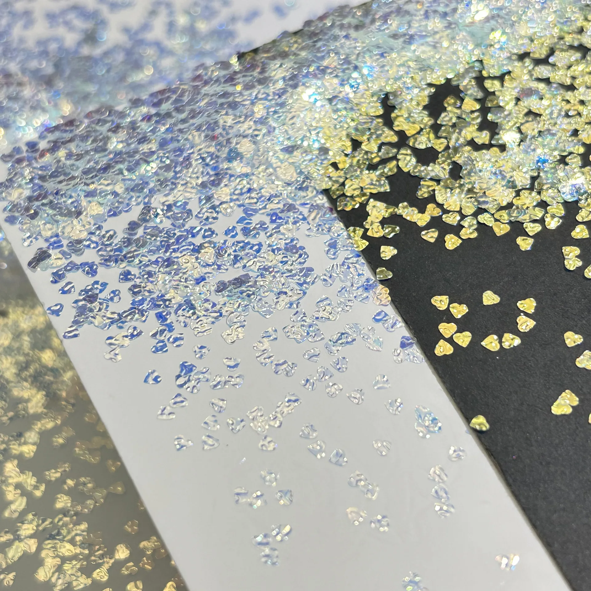 Nuovo scintillante blu glitter per unghie in rilievo farfalla sottile piccolo cuore stella cava Aurora rosa accessori per unghie decorazione fai da te