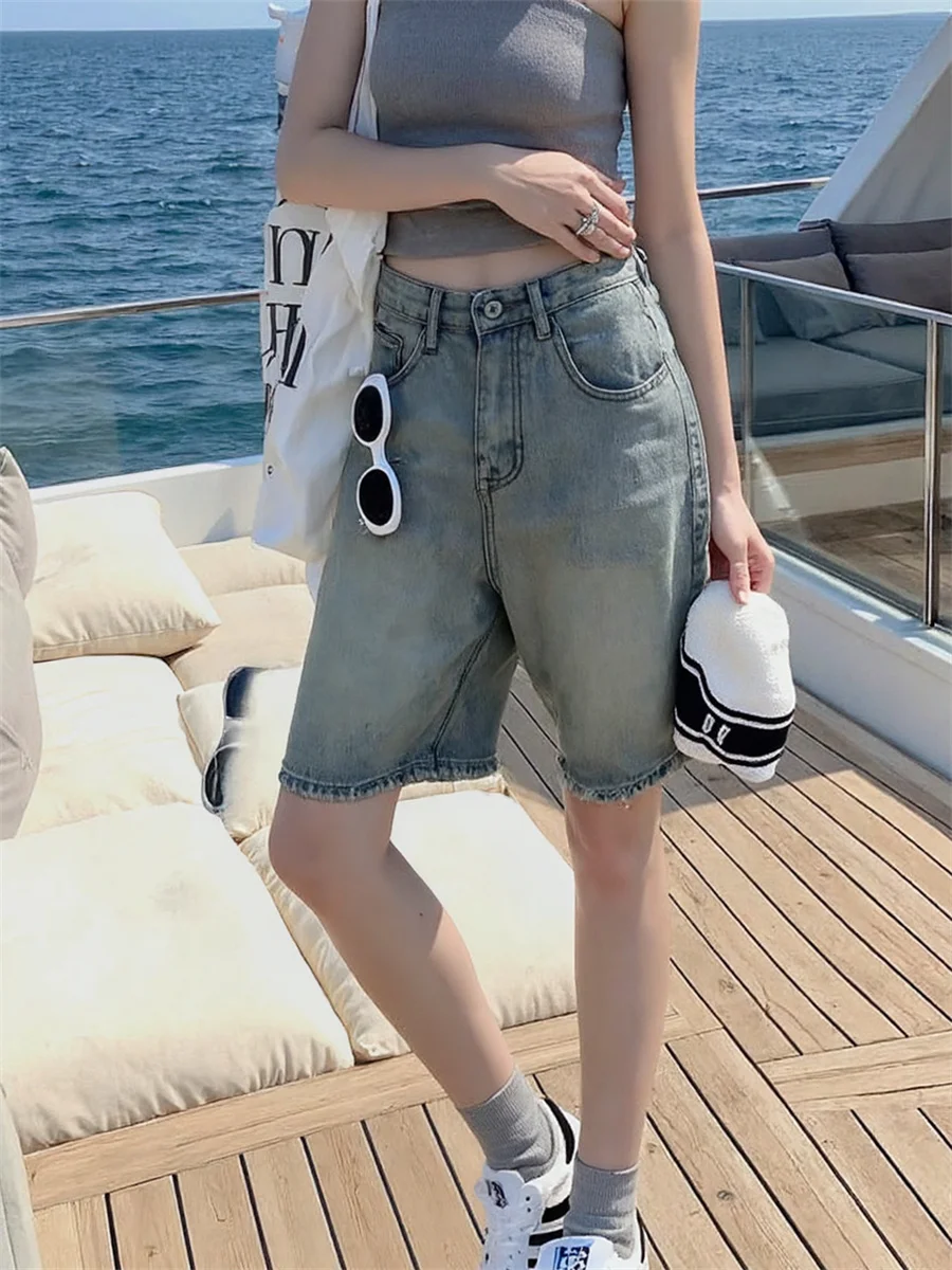 Shorts Womens High Waist Loose Fit Printing Ribbed Knit Traditional Wrapped Buckles Cat Cozy Stylish Curvy