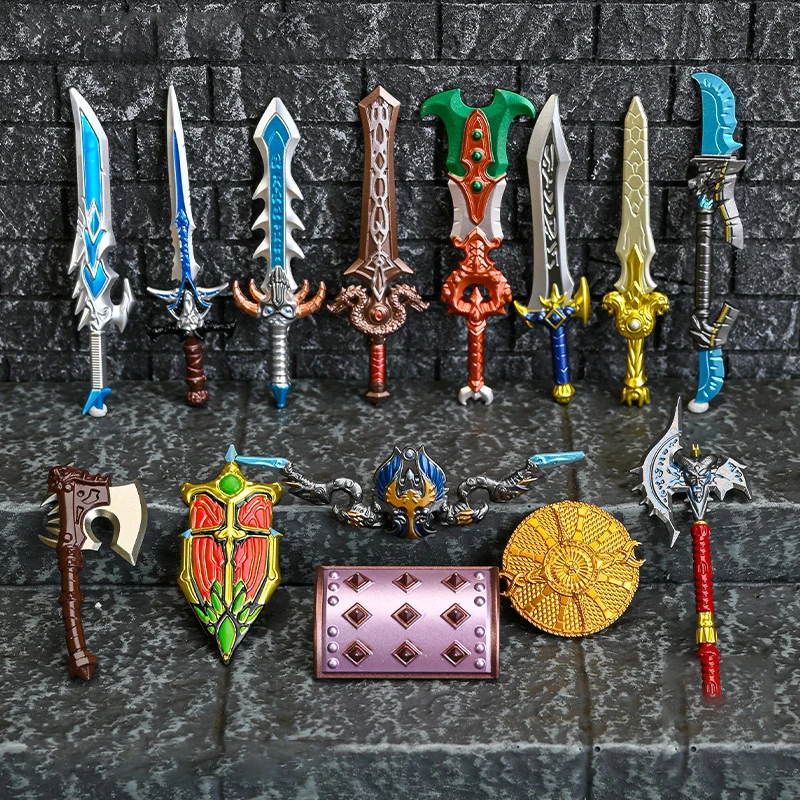 Medieval Soldiers Knights Figure Accessories Building Block Shield Guardian Axe Sword Spear Warrior Armor Assembly Brick Toy E04 view 3