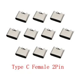 10Pcs USB Type C Female 2 Pin Charging Port Connector DIY Repair Type-C Socket Jack 2 Pin Charging Connectors Adapter