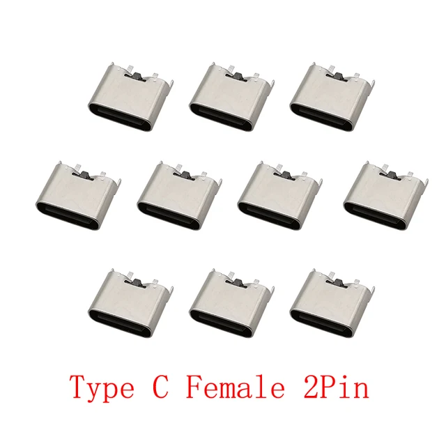 10 sztuk USB typu C żeńskie 2-pinowe złącze portu ładowania DIY Naprawa gniazda typu C Jack 2-pinowe złącza ładowania Adapter