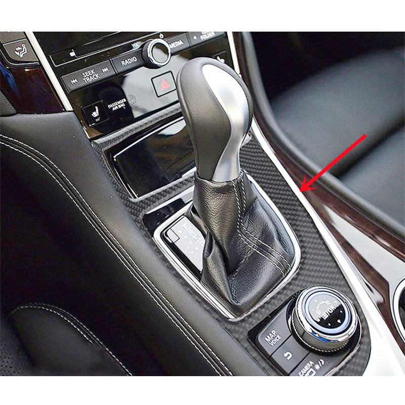 Carbon Fiber Sticker Gear Shift Panel Cup Holder Panel Modification Cover Trim Strips For Infiniti Q50 Q60 Car Inner Accessories