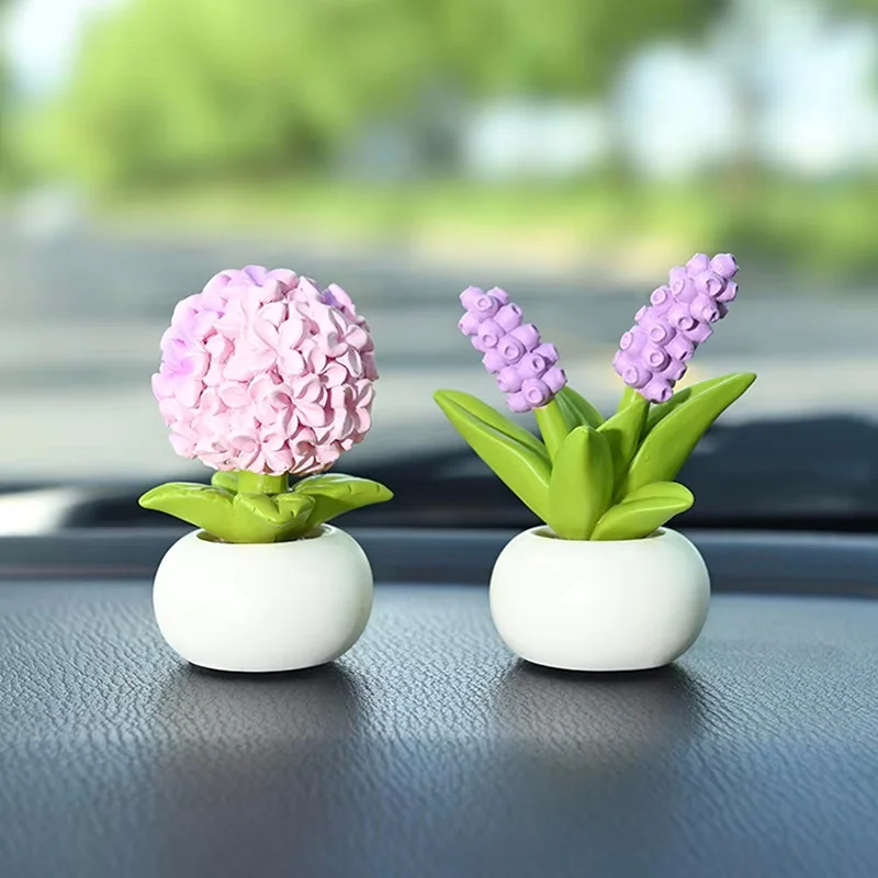 

1pcs Cartoon Flower Pot Elf Car Interior Ornaments Mini Flower Pot Figurines Kawaii Micro Landscape Decor Plant Bonsai Potted