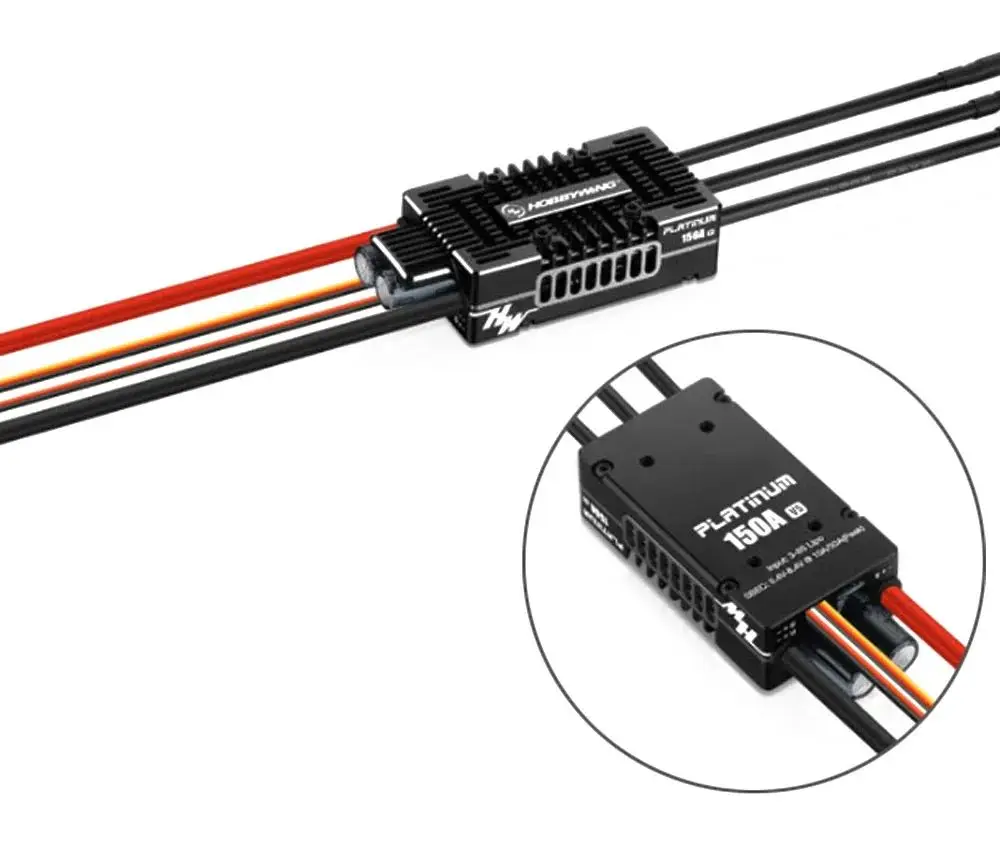 

Hobbywing Platinum HV 150A V5 3-8S Switchable 5-8V/10A BEC Brushless ESC Speed Controller For RC Airplane Fix-wing 3D Flying