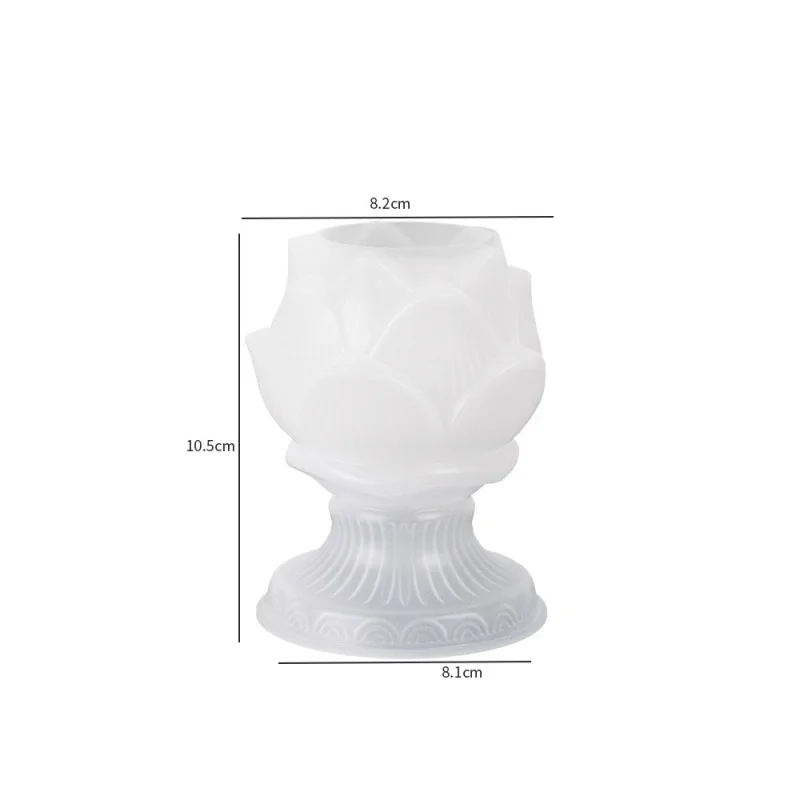 Molde de silicona con forma de gota de cristal, contenedor de yeso, cemento, flor de loto tridimensional, taza de vela, capullo, bricolaje