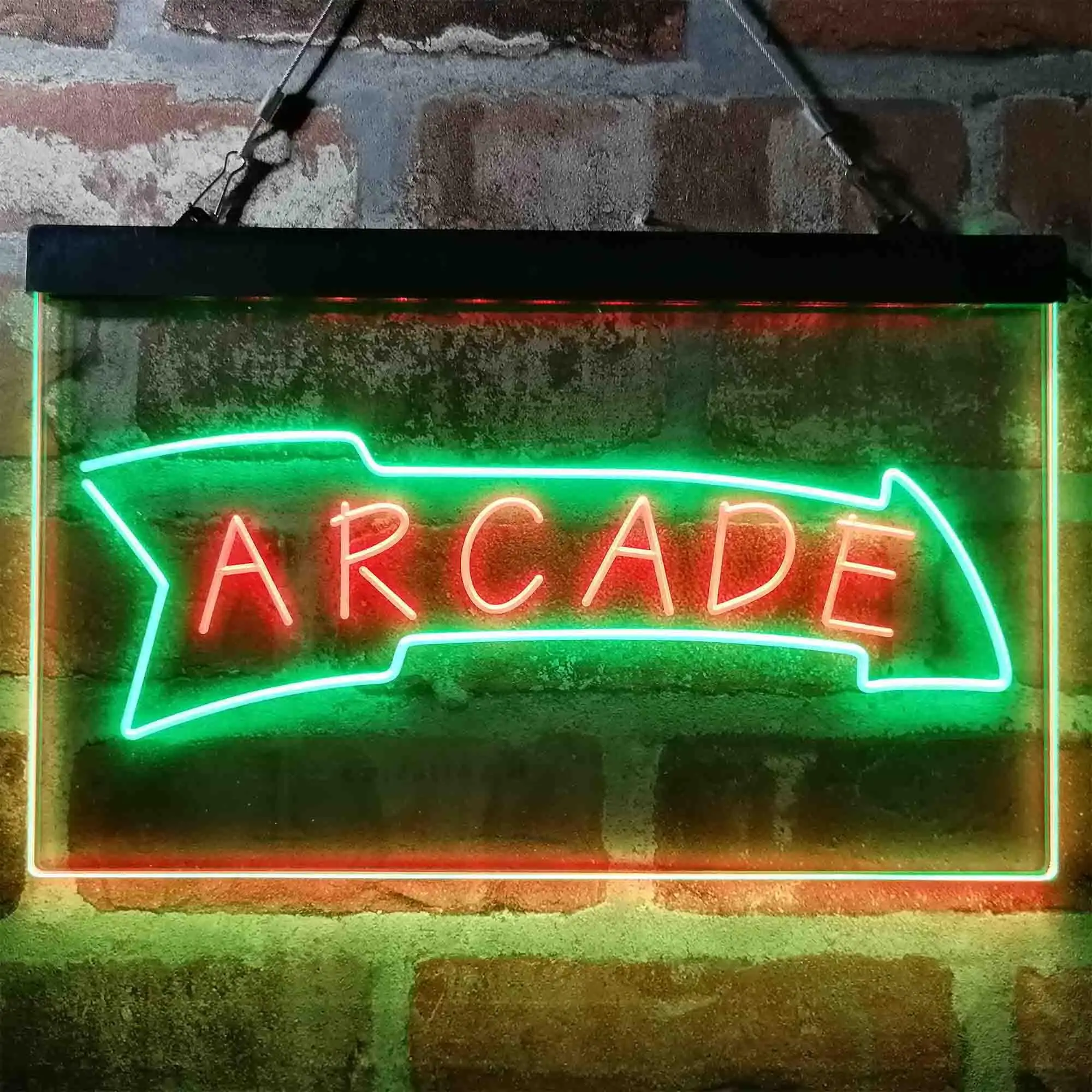 Arcade, Pointing this Way Down Dual Color Led Neon Sign st6-i4019